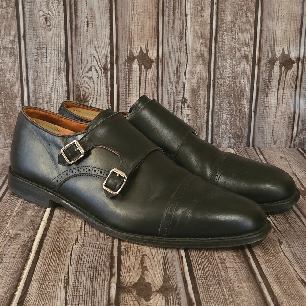 Sz 13 D Mens Allen Edmonds St.Johns Black Double Monk Strap Shoes DEFECT